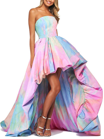 Woochic robe longue court devant longue derriere bustier dos nu soirée mode